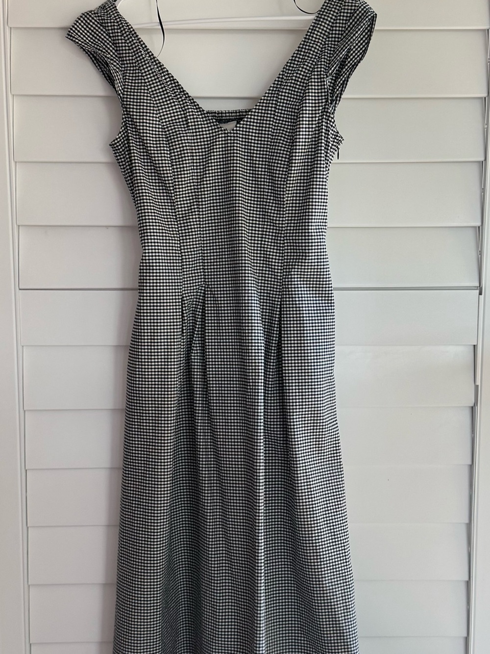 Women's Short Sleeve Corset Midi Dress - A New Day™ Black/White Gingham S